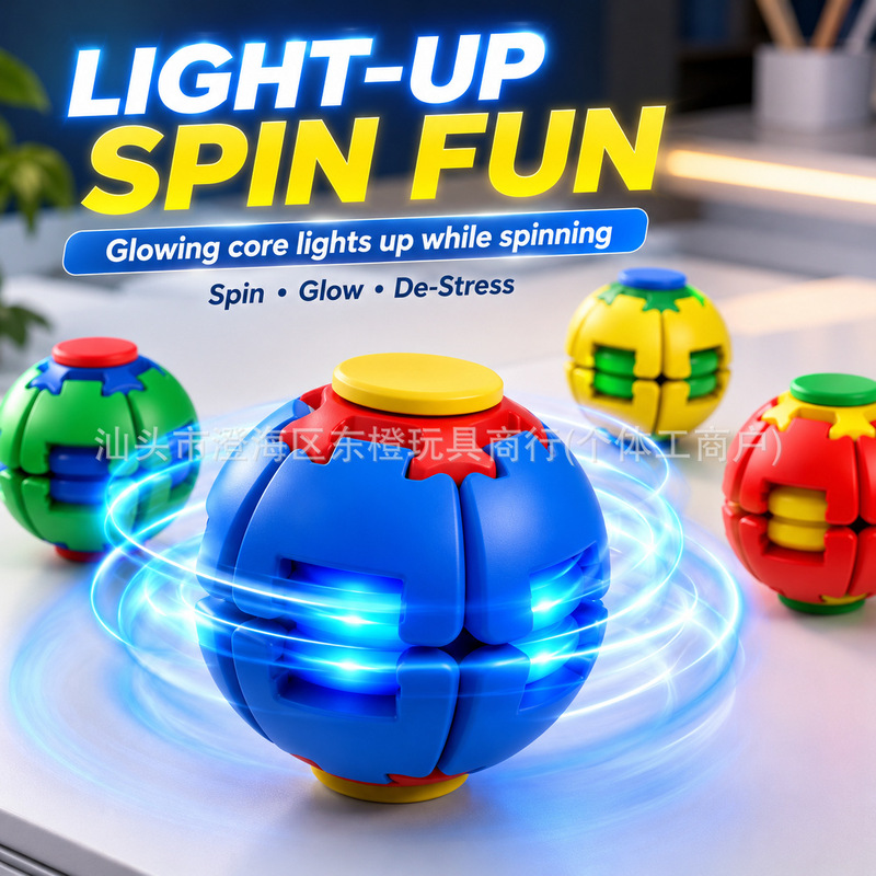 Cross-Border Hot-Selling Cool 3D Printed Stress-Relief Ball with Dual Play Styles: Press and Spin, Fingertip Spinner for Office Use to Relieve Boredom