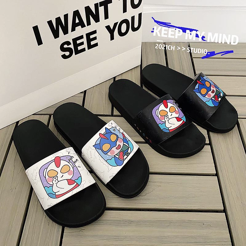 Динамическая световая волна Соленые яйца Мультяшные тапочки с Суперменом Мужские домашние Нескользящие прямые сандалии Женская верхняя одежда в модных тонах