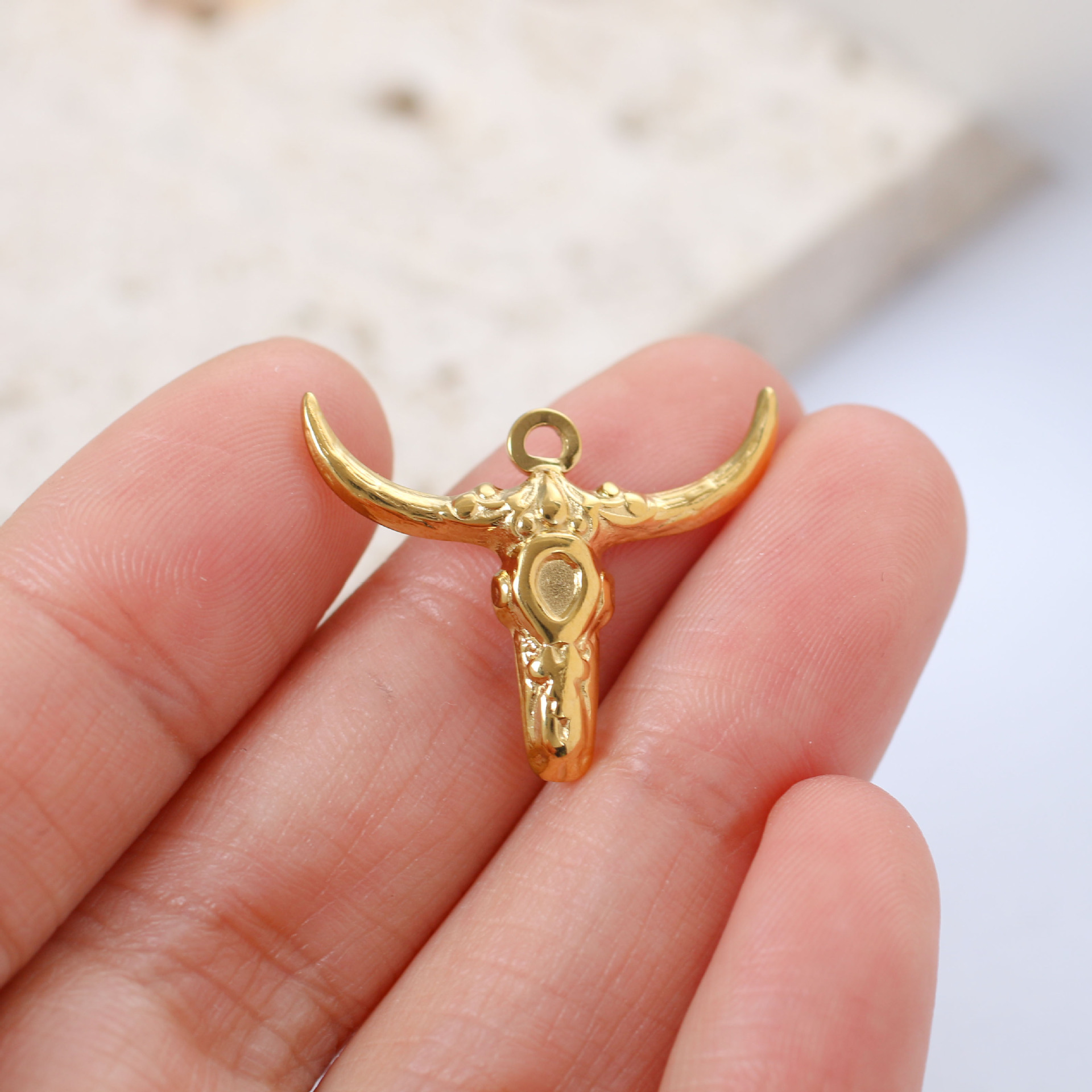 3 Stück Bull Head Charms Persönlichkeit Tier Edelstahl Anhänger DIY Halskette Armband Schmuck Zeug Erkenntnisse Zubehör – Detail 9