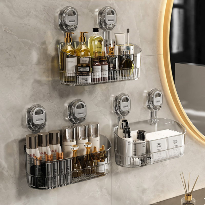 Light Luxury Suction Cup Storage Rack Without Punching Wall-Mounted Bathroom Bathroom Toilet Washbasin Kitchen Storage Box