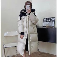 爱心刺绣长款超厚羽绒服拼接连帽长款清仓特价断码短色单色