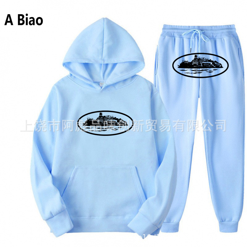 Europa y América Clint419 diablo prisión patrón de impresión de los hombres y las mujeres mismo suéter más traje de terciopelo al por mayor suelta nueva