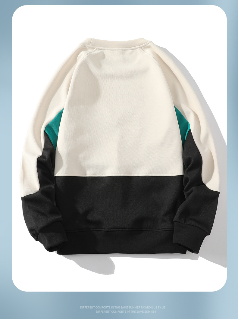 Majica dugih rukava u proljeće i jesen, moderna muška odjeća, ležerna majica s okruglim izrezom, osnovna košulja, sportska odjeća_voghion.com