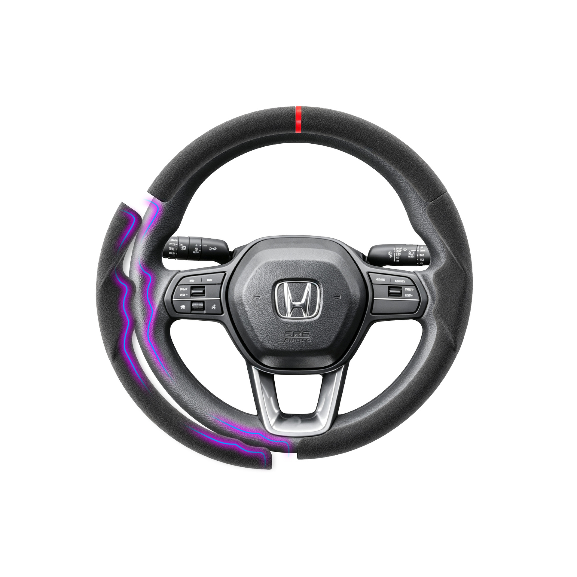 Suitable for Honda three-section suede steering wheel cover, carbon fiber, no-sew, sporty style, non-slip car handle cover