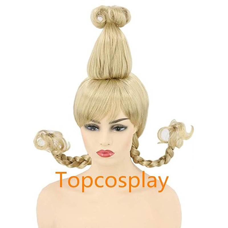 Cross-Border Hot-Selling Green-Haired Monster Grinch Cindy Cos Style Wig Exquisite Braided Hair + Ponytail Style Wig