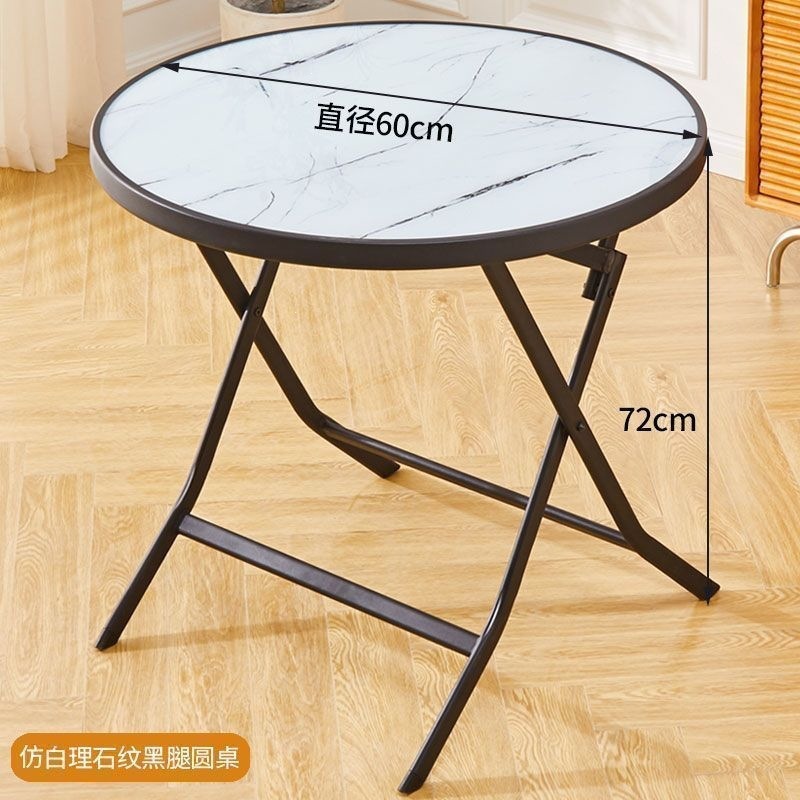 Mesa de comedor redonda al aire libre mesa de vidrio pequeña mesa de comedor doméstica silla portátil mesa cuadrada mesa plegable simple image 12