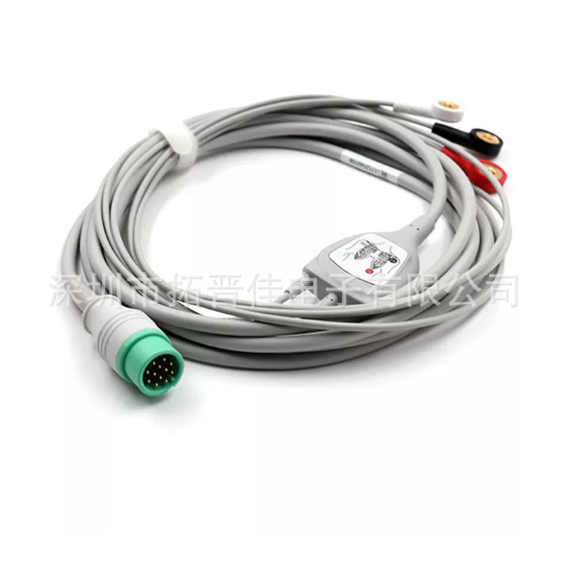 适用于宝莱特A2 A3 A6 A8 Q3 Q4 Q5 Q6 12针3导一体心电导联线