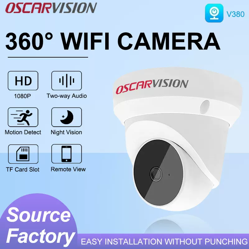 无线wifi监控摄像头高清夜视智能对讲云台家用室内旋转摄像机半球