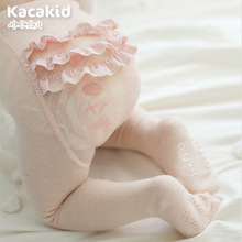 批发kacakid新款童袜 甜美蕾丝花边PP连裤袜女童棉袜防滑公主袜