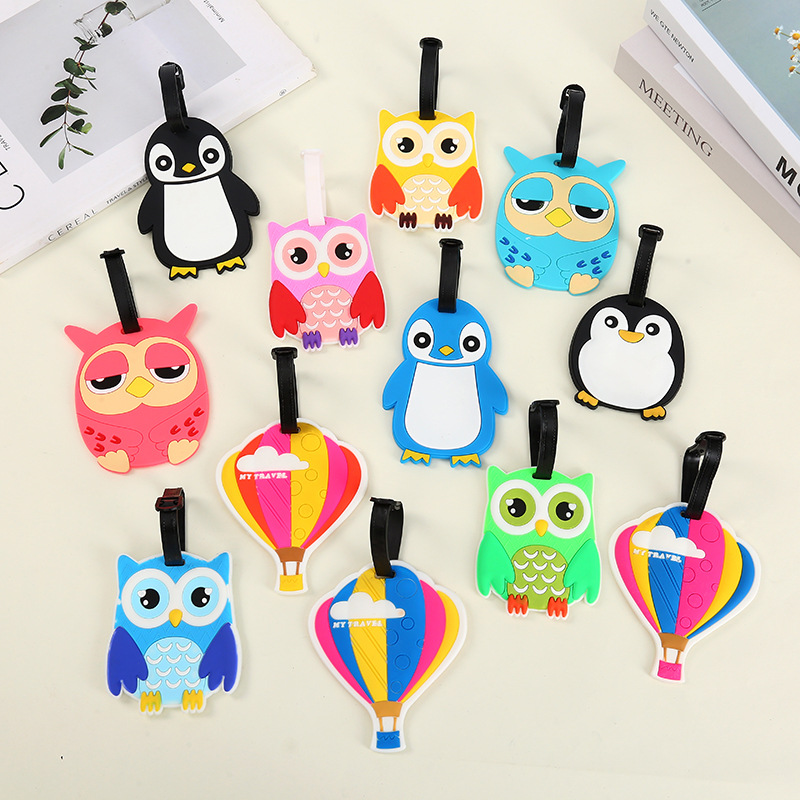 Cartoon Animal Creative Luggage Tag Suitcase Name Tag Identification Pendant Soft Glue Anti-Lost Strap Luggage Tag