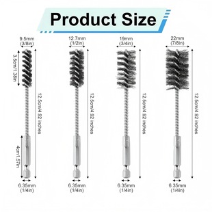 [125mm] 1/ 4inch Hexagonal Rod Extended Brush 304 Stainless Steel Copper Wire Brush Hexagonal Shank Electric Drill Pipe