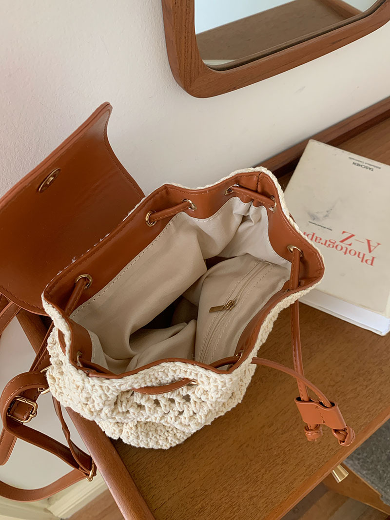 Bolsa de ombro para mulheres 2024 nova bolsa versátil para férias na praia, mochila de viagem com cordão de tecido de grama_voghion.com