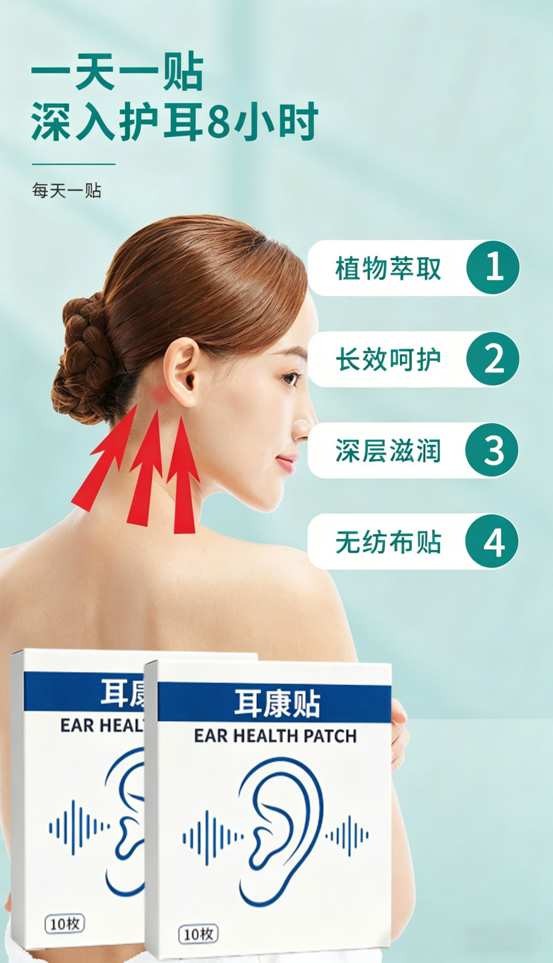 Tinnitus Relief Herbal Patch Ear Acupoint Pressure Stimulation Patch 10 Pieces Box key features