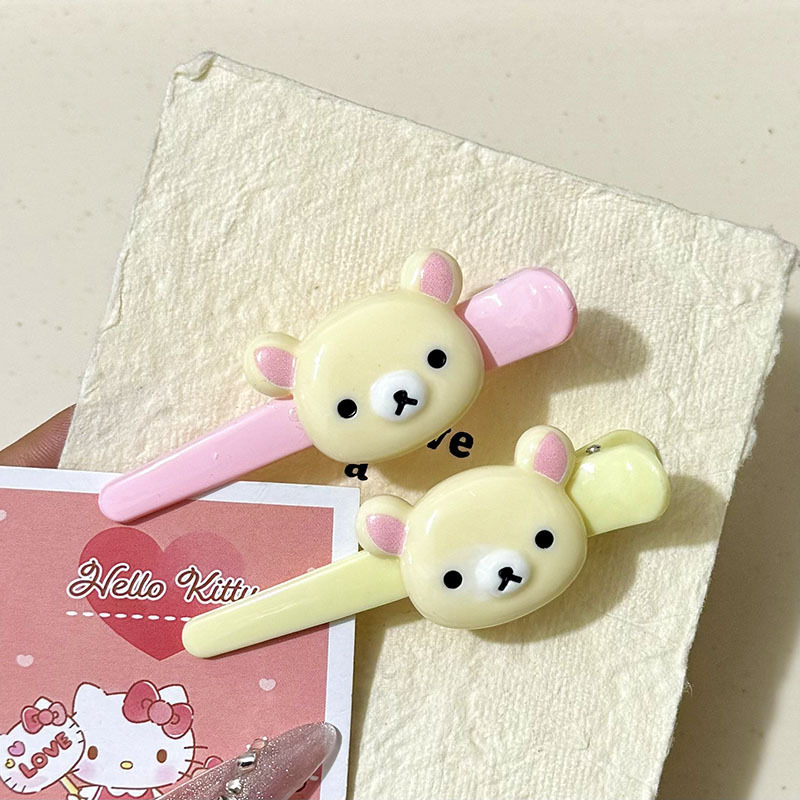 カレッジスタイル エンジョイベア かわいい 尖った口クリップ 前髪クリップ サイドクリップ ガールハート 尖った口クリップ 学生ヘアクリップ 女性|undefined