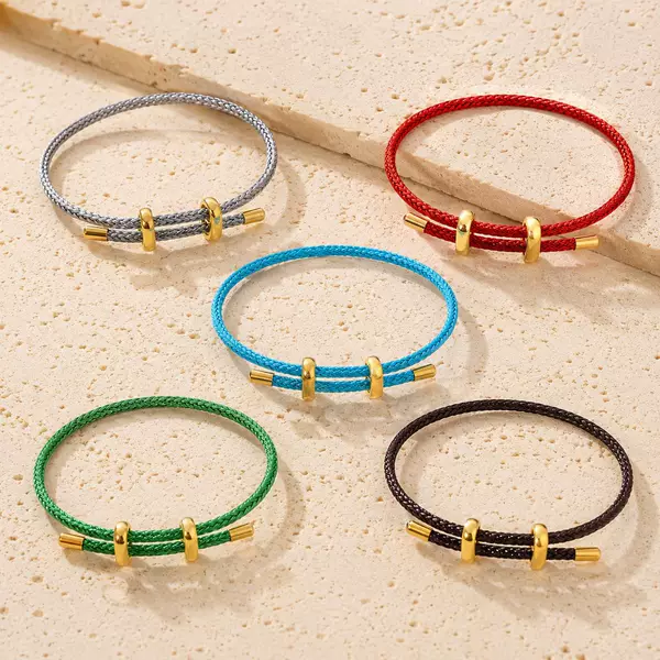 Adjustable Figure-Eight Buckle Leather Cord 3mm Bracelet Beads String Bracelet DIY Accessories Figure-Eight Buckle Bracelet