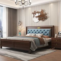 New Chinese style ebony wood solid wood bed 1.8 meters master bedroom double bed modern light luxury 1.5 meters air pressure home soft back bed 