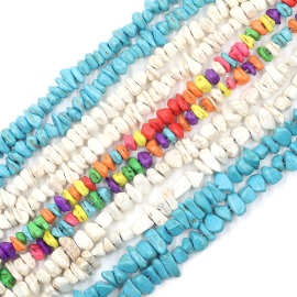 绿松石散珠不规则白松碎石不定型diy饰品配件裂纹爆花松随形串珠