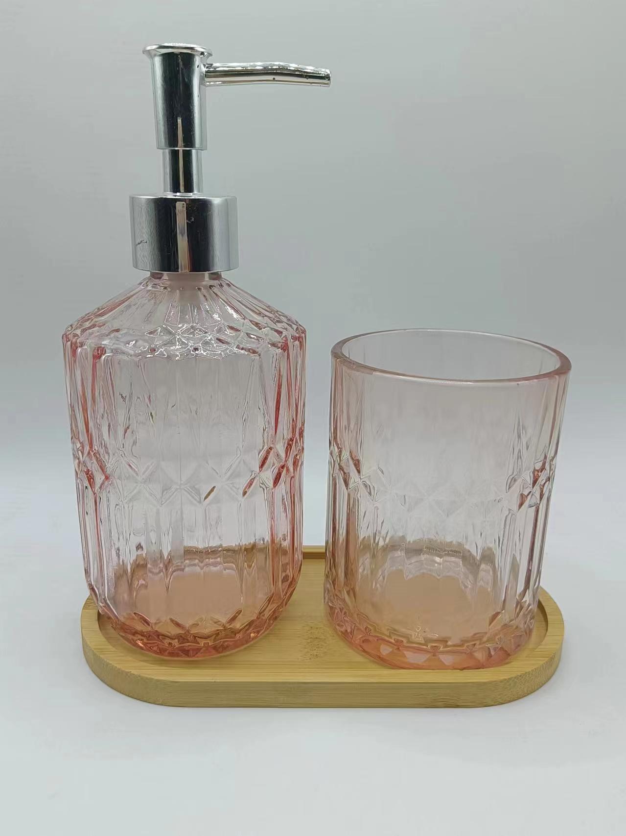 Botella de desinfectante de manos tipo diamante de presión botella de vidrio de lavado y protección de botella de lavado de paquete de lavado y protección de paquete de lavado doméstico