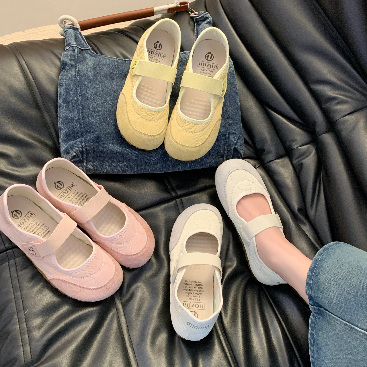 Yellow Retro German Training For Women 2025 Spring New Soft Mary Jane Shoes Thick Sole Breathable Sneakers_vogvips.com
