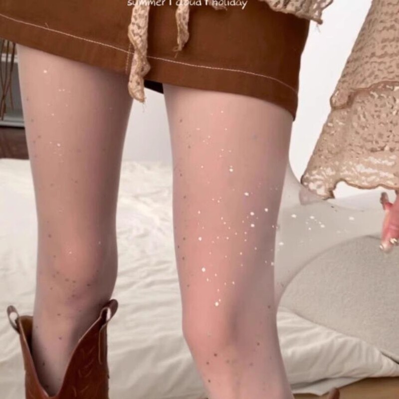 bling sequins vintage flash stockings girls hot girls flash diamond ultra-thin pure desire stars point white silk pants silk