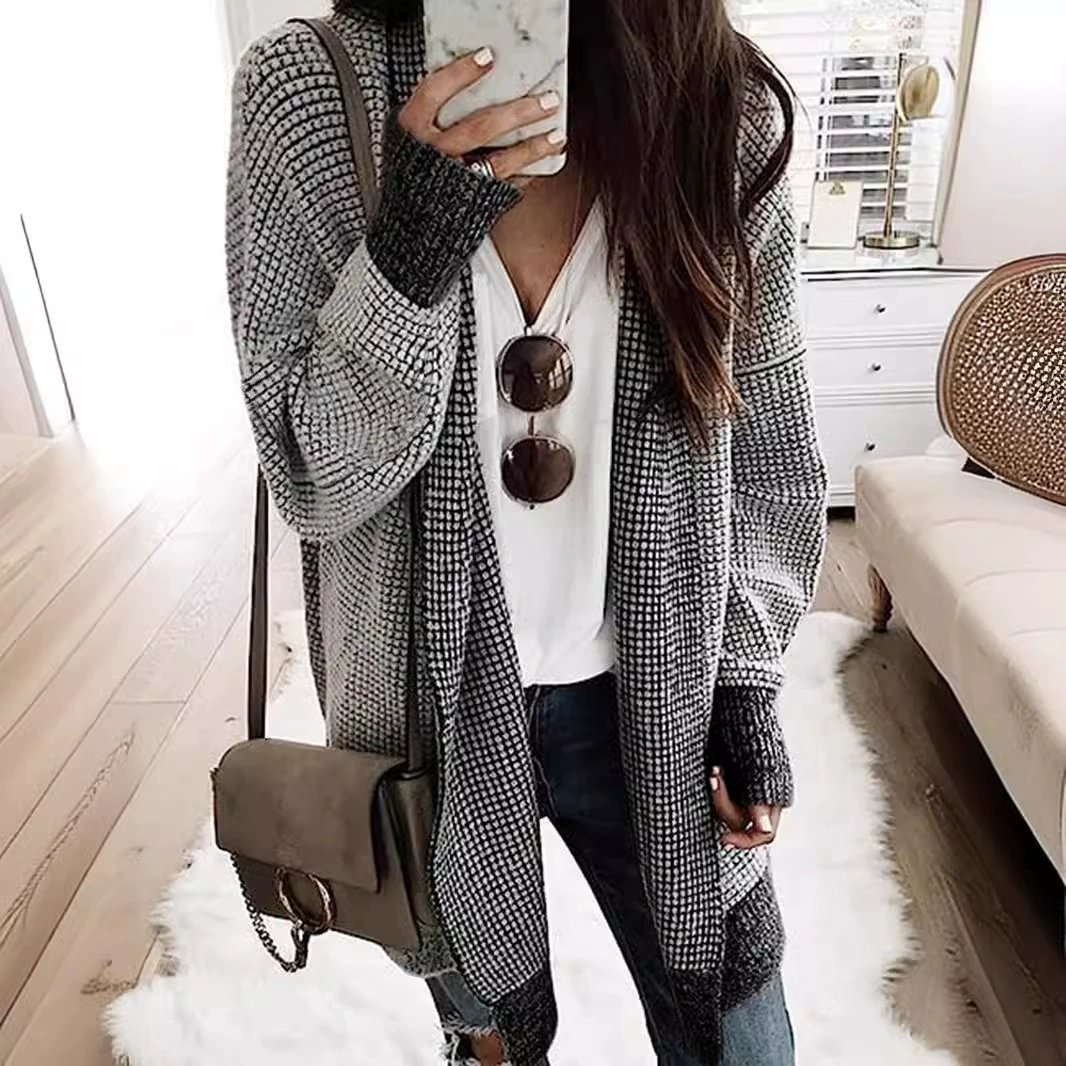 Внешняя торговля Трансграничная Европа и США Amazon TEMU производитель свитер женский свитер с длинными рукавами кардиган свитер свитер трикотаж осень-зима