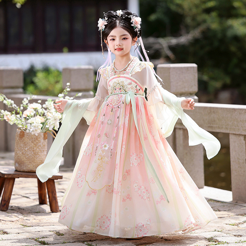 Girls' Hanfu Summer Clothes Antique Little Girl Skirt Ru Children's Ancient Princess Skirt Retro Show Tang Suit dress