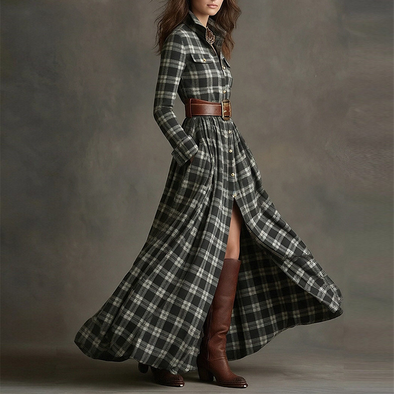 Set gonna francese vintage a quadri svasato e dimagrante donna_voghion.com