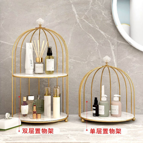 Desktop makeup storage box lipstick perfume storage rack bird's nest perfume organizer birdcage multi-layer ins style dormitory