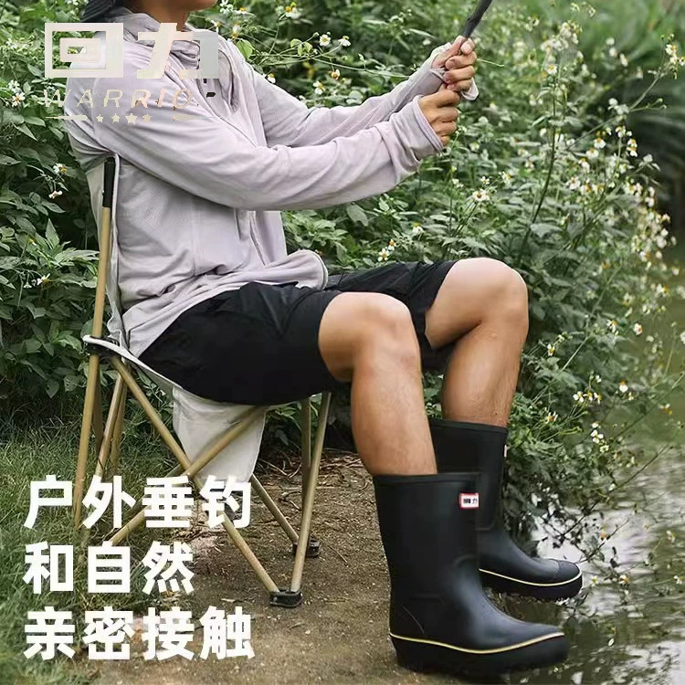 Резиновые сапоги Warrior, мужские 589 резиновые сапоги, специальная обувь для рыбалки до середины икры, водонепроницаемые сапоги на шнурке, светоотражающая резиновая обувь оптом