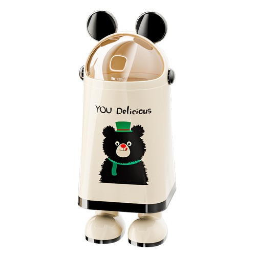 Home Trash Can 2025 Thickened High-End Creative Cartoon Living Room Bedroom Children Cute Kitchen Lidded Waste Basket