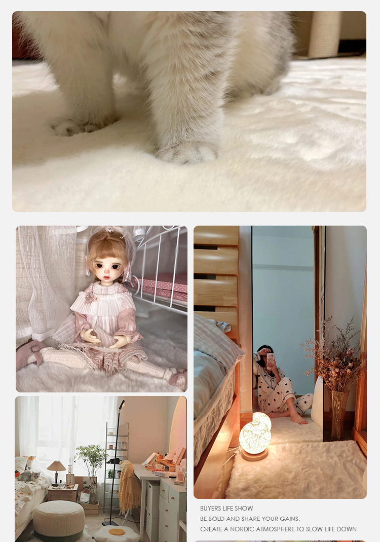 Rabbit Fur Room Master Bedroom Bedside Carpet Cloakroom Bedroom Winter Bedside Blanket Plush Bay Window Mat Window Sill Mat