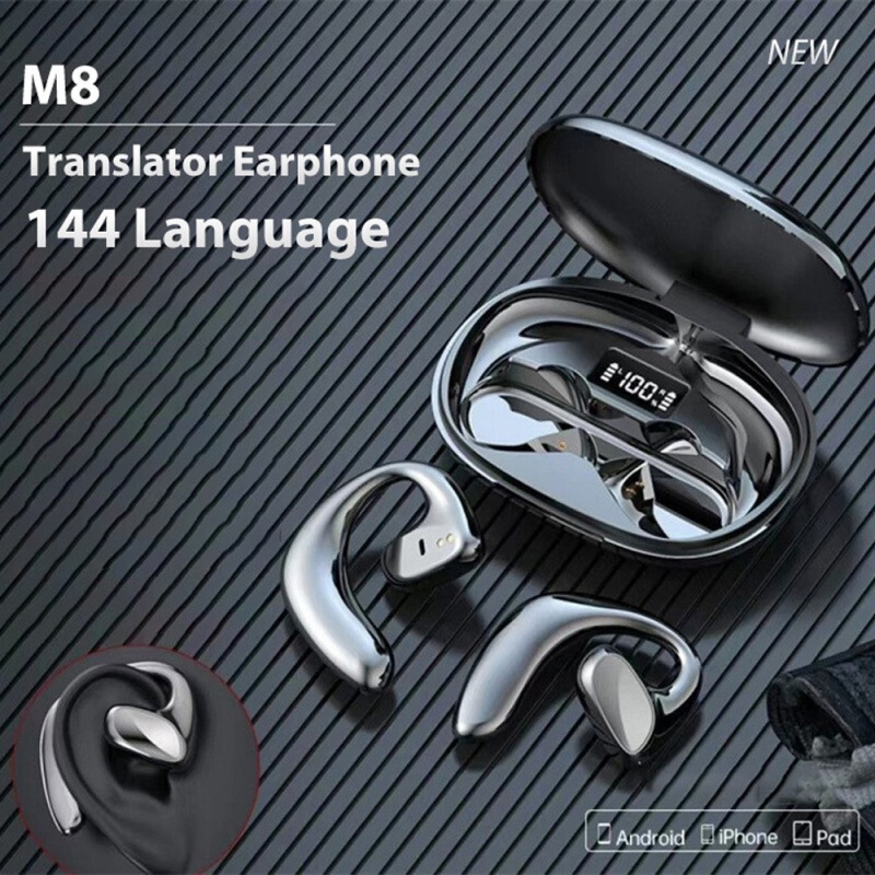 M8 Smart Translation Headphones with 144 Language Translation, Offline Call Translation, Ows Wireless S900 Ear-Hook Headphones