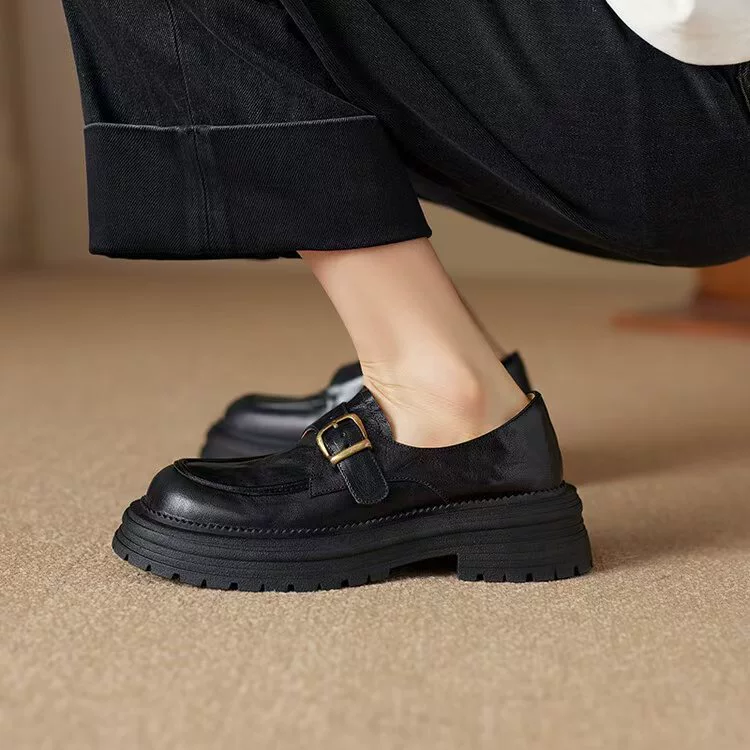 Footwear platform English style for leather shoes, demi-season high shoes, loafers, British style
