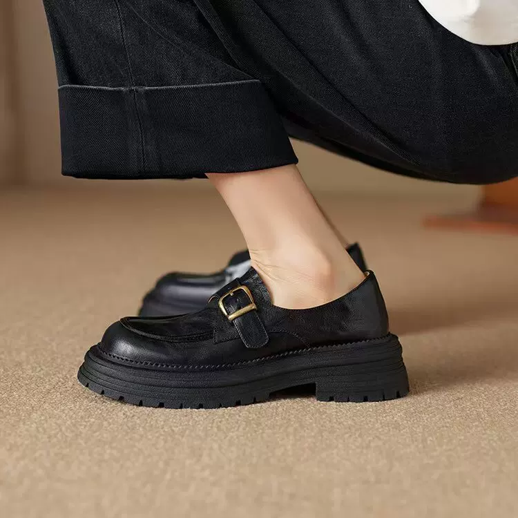 Footwear platform English style for leather shoes, demi-season high shoes, loafers, British style