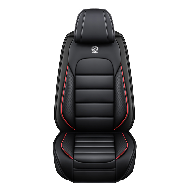Universal – Summer Breathable Nappa Seat cushion, seat cover - black-red-front-single-seat