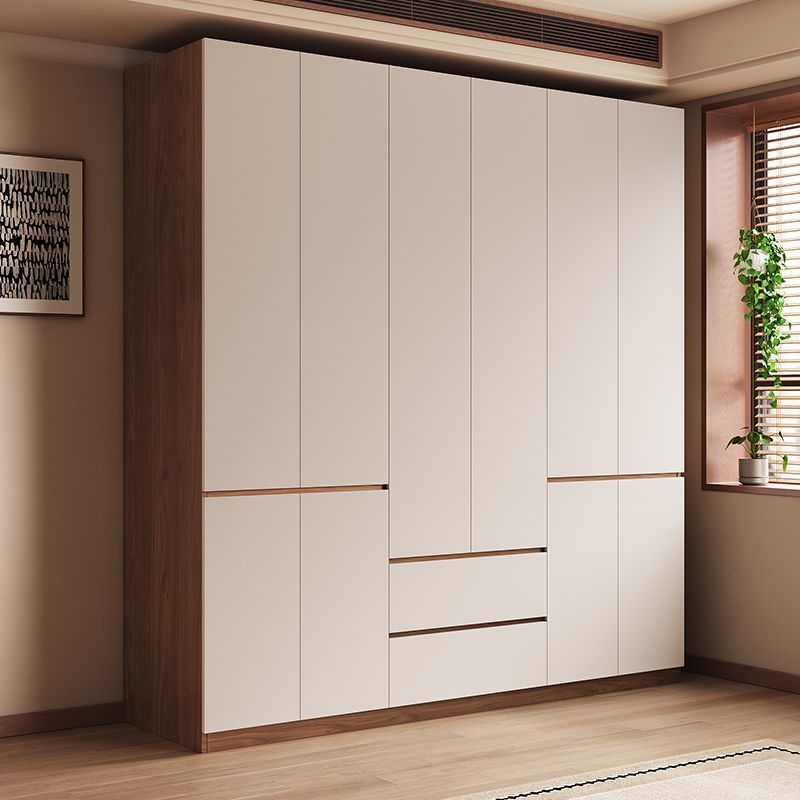 Solid Wood Wardrobe for Home Bedroom Segmented One-Door-To-Top Simple Modern Combination Cream Style Side Cabinet