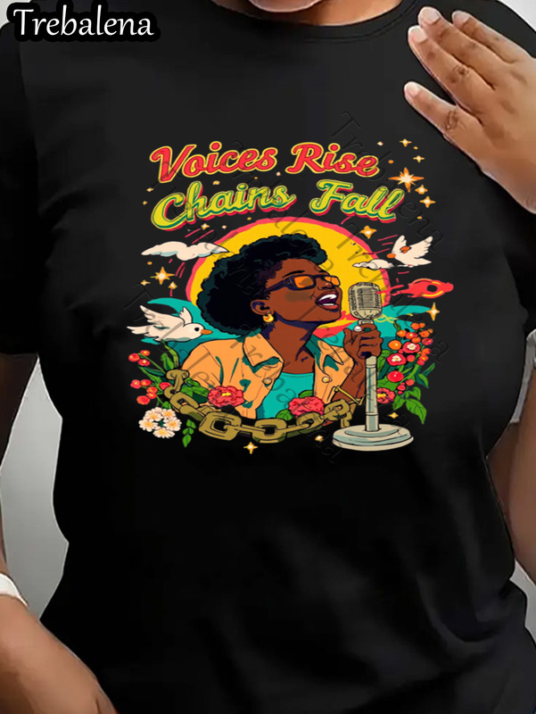 2025 Cross-Border European Size Large Size Trebalena Graphic T-Shirt - Power Black Women Pure Cotton T-Shirt 2025 Cross-Border European Size Large Size Trebalena Graphic T-Shirt - Power Black Women Pure Cotton T-Shirt