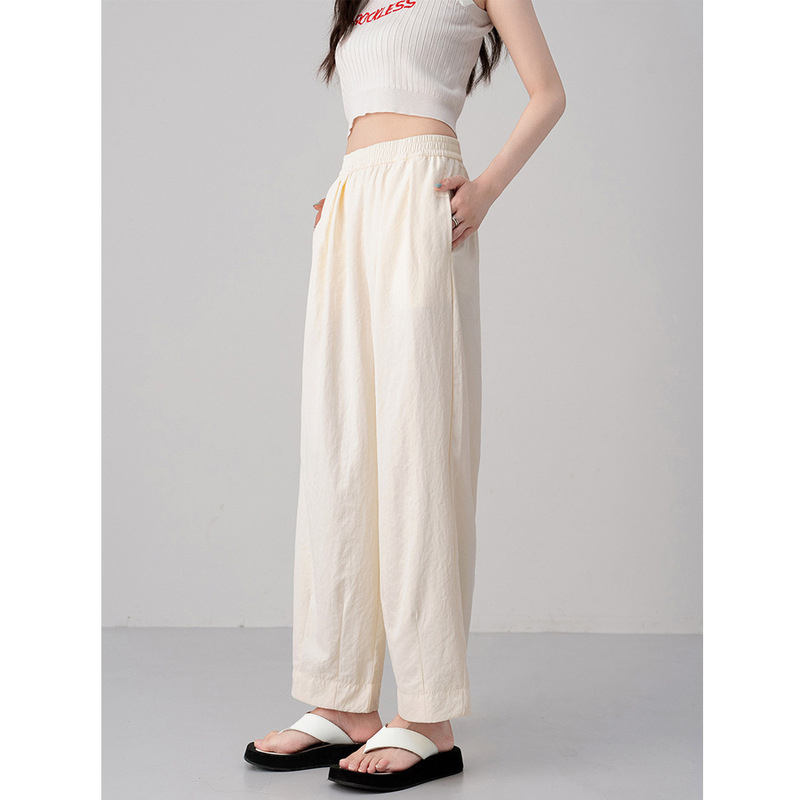 High Waist Retro Wide Leg Tapered Pants Women's Summer Thin Loose Slimming Lazy Casual Harlan Cropped Sports Pants