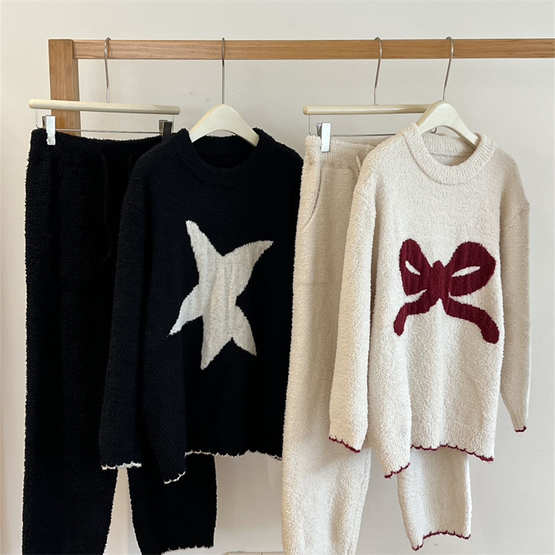 糯叽叽双柔线韵暖暖半边绒睡衣女士保暖网红风加绒家居服两件套装