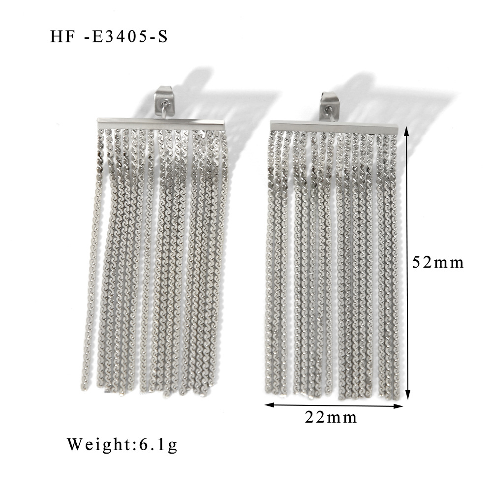 Estilo bohemio acero inoxidable oro real galvanoplastia de borde ancho borla atmósfera personalidad exagerada Pendientes para mujer Pendientes 18K