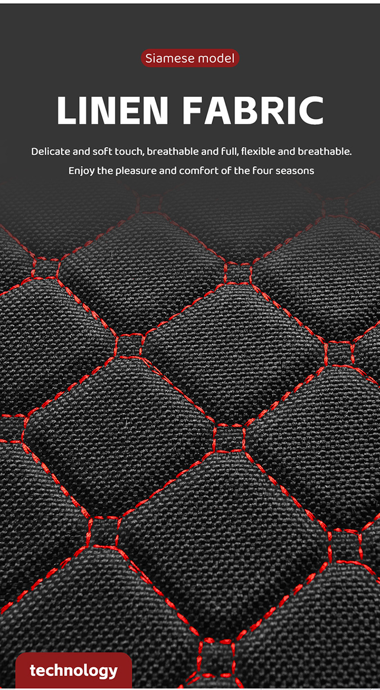 Cross-Border Popular Car Seat Cushion, Universal for All Seasons, Tie-Free Anti-Slip Three-Piece Set, Five-Seat Linen Seat Cushion, Drop Shipping