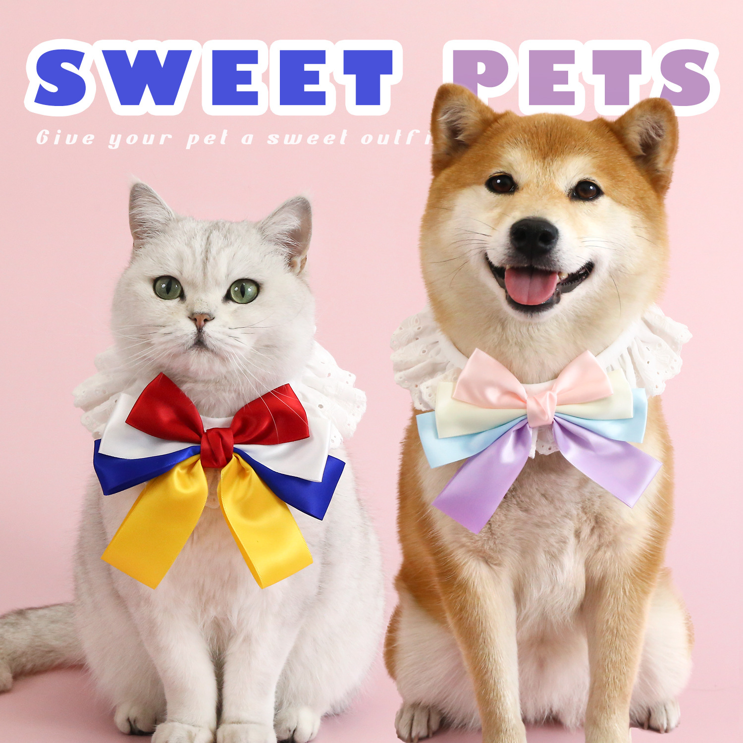 Mascotas de encaje super gran arco bib de encaje princesa muñecas gatos perros pequeños y medianos collar de cumpleaños