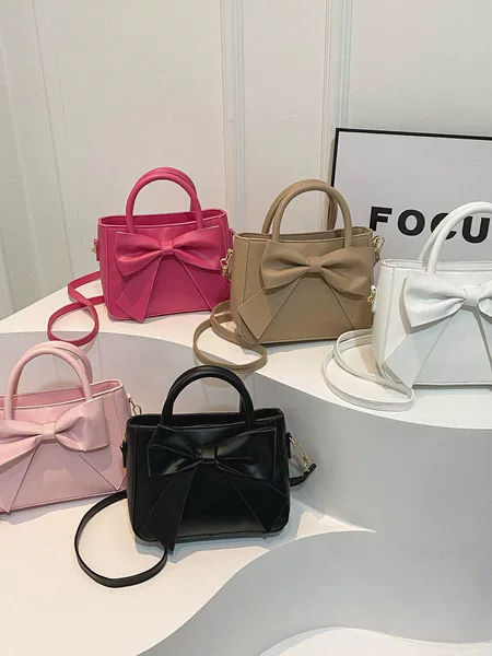 Fashion Bow Spring New Sweet Fresh Fashion Small Square Bag Single Shoulder Crossbody Bag Simple Cross-Border Women's Bag