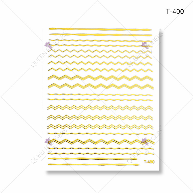 Dedo bowknot diamante bronceado DIY pasta de uñas gato línea geométrica buey Año Nuevo serie manicura pegatinas