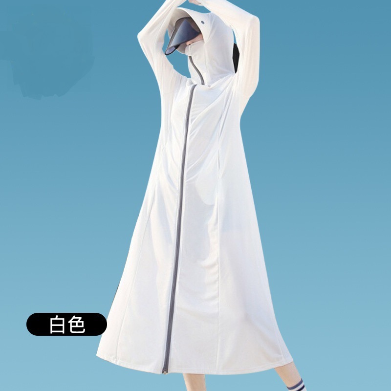 女士防晒衣长款夏季防紫外线冰丝大帽檐透气防晒衣服|undefined