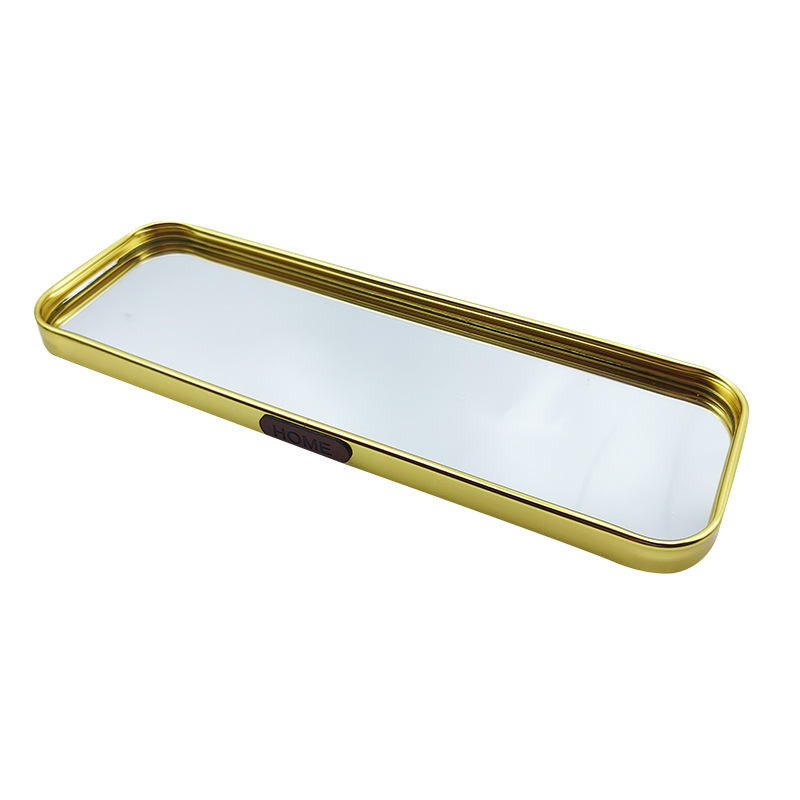 Bandeja Decorativa de Espejo de Aleación de Aluminio y Vidrio para Sala de Estar