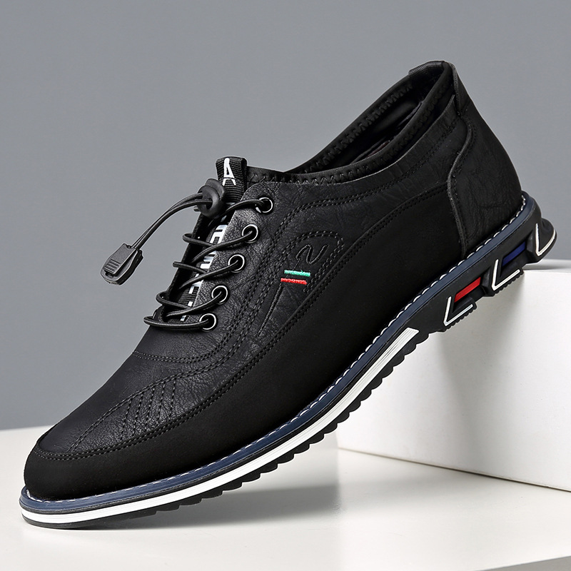 Cross-border 2025, otoño de nuevos zapatos deportivos de conducción, moda y cómodos, zapatos de cuero casuales sin abrazaderas para hombres