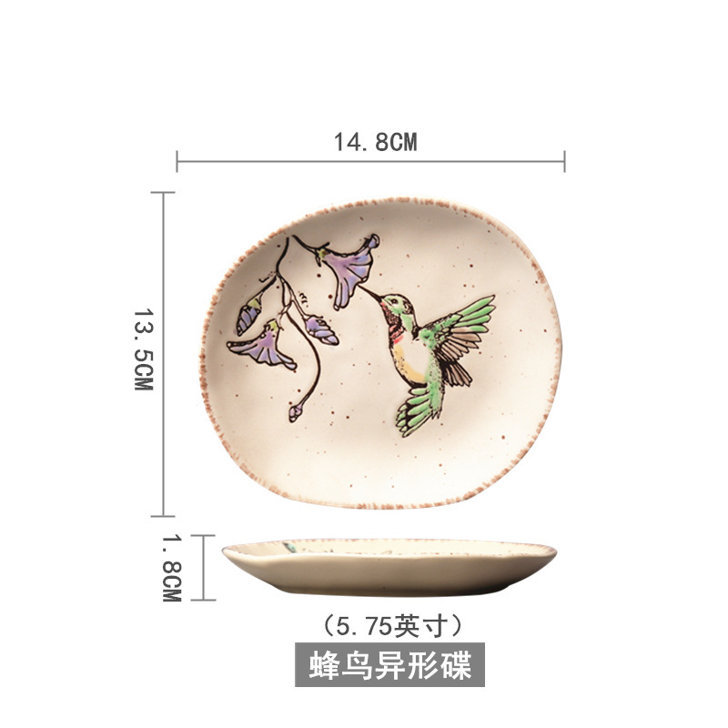 創意的な手描きの釉薬の下で色彩の陶磁器の皿の家庭用の野菜の皿の冷たい野菜の皿の果物のお菓子の皿の6寸は骨の皿のかすの皿を吐きます。|undefined