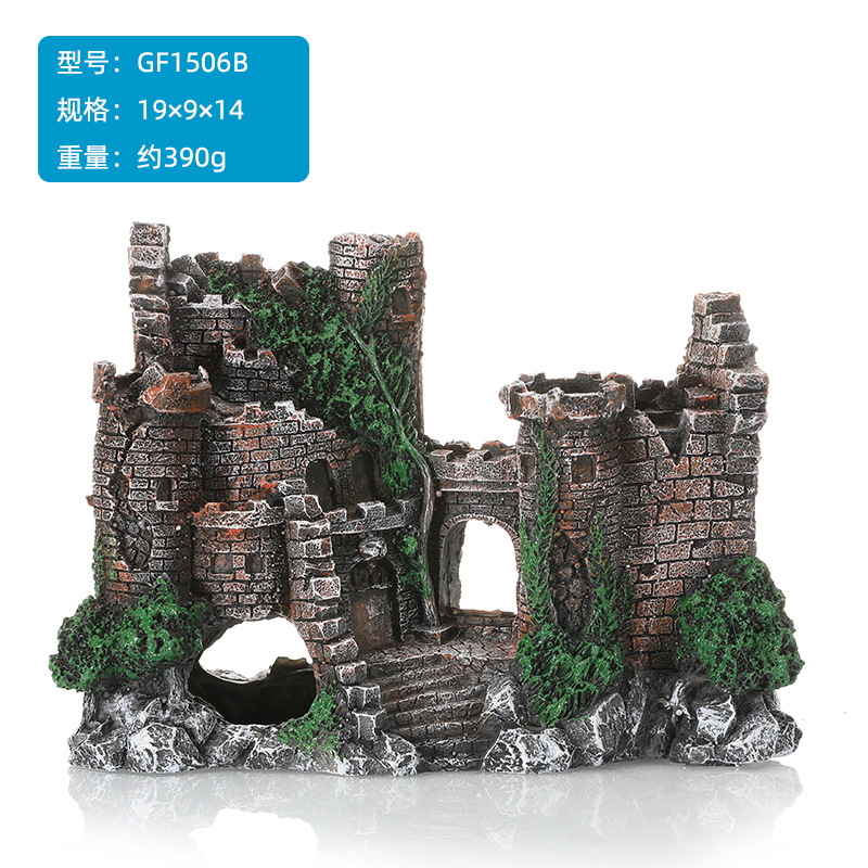 Decoración de resina, construcción, castillo, pecera, paisajismo, esquivar las artesanías de resina, decoración de paisajismo de castillo pequeño, fábrica creativa