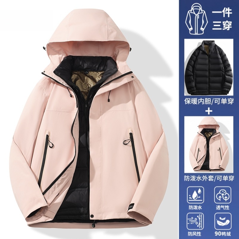 Chaquetas de montañismo y para actividades al aire libre para hombre y mujer, cortavientos e impermeables, conjunto de dos piezas 3 en 1, ropa de trabajo personalizada según normas nacionales. image 26